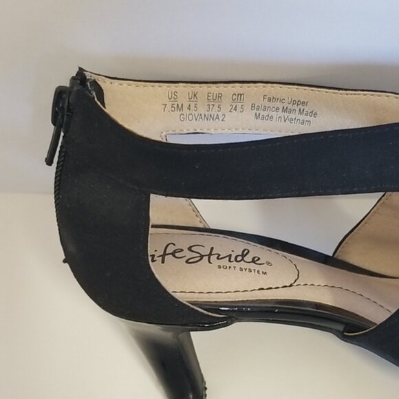 Life Stride Black Stiletto Heels with Crisscross Straps - Picture 4 of 8